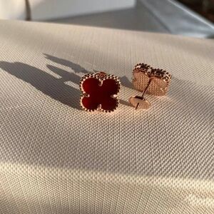 Van Cleef & Arpels Clover Earrings, Royal Red